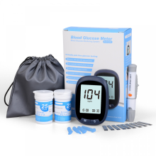 Blutzuckermessgerät, intelligentes tragbares Blutzuckertest-Kit für ältere Menschen, die zu Hause reisen, 50 Teststreifen/50 Nadeln, blau