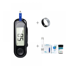 VitalSync Pro Gesundheitspaket: Silberner Smartring mit Schlaf- und Sportmodi + automatisches Blutzuckermessgerät mit Reiseetui für die häus