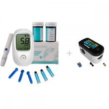 Monitor de glucosa inteligente blanco con pinza para el dedo y kit de 50 pruebas: solución portátil de viaje para personas mayores