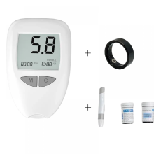 Tracker intelligent avec modes sommeil et sport (noir) + kit de surveillance du glucose portable avec 50 bandelettes et aiguilles pour voyag