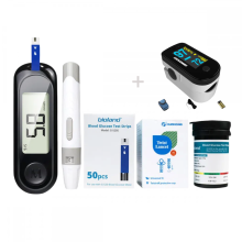GlucoAuto Pro Noir : lecteur de glycémie entièrement automatique avec pince pour doigt et étui de transport – Kit de test intelligent pou