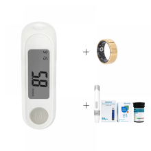 Pacchetto VitalSync Pro Health: anello intelligente dorato con modalità sonno e sport + misuratore automatico di glucosio con custodia da vi