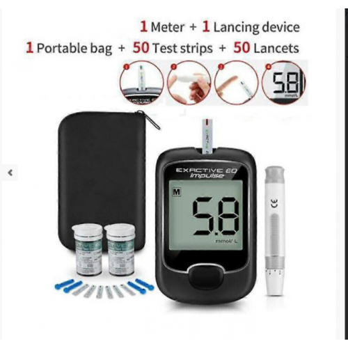 Kit portatile per il test della glicemia con glucometro con display digitale intelligente e strisce glucometriche 2