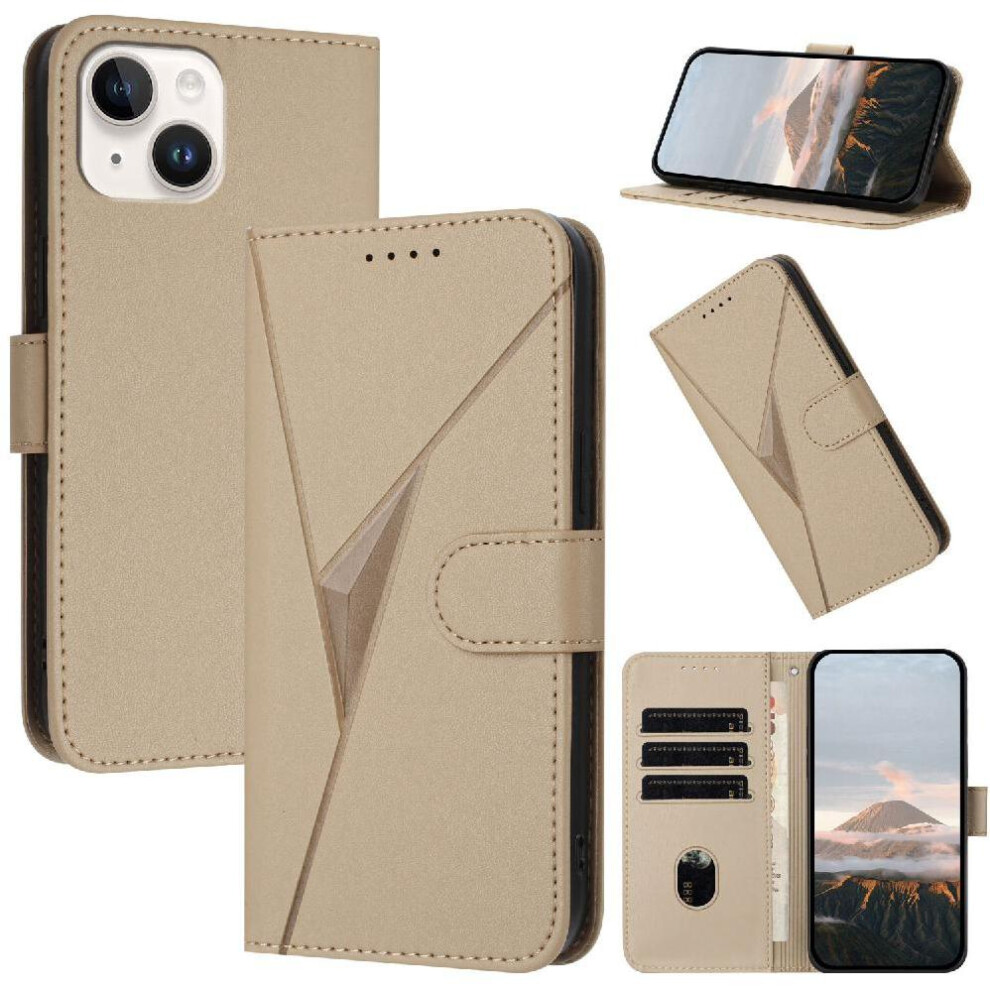Photos - Case  Flip  for iphone 13 Mini with Card Slots with Kickstand Function Premium Pu Leather Flip Protective Mobile Phone(Gold)