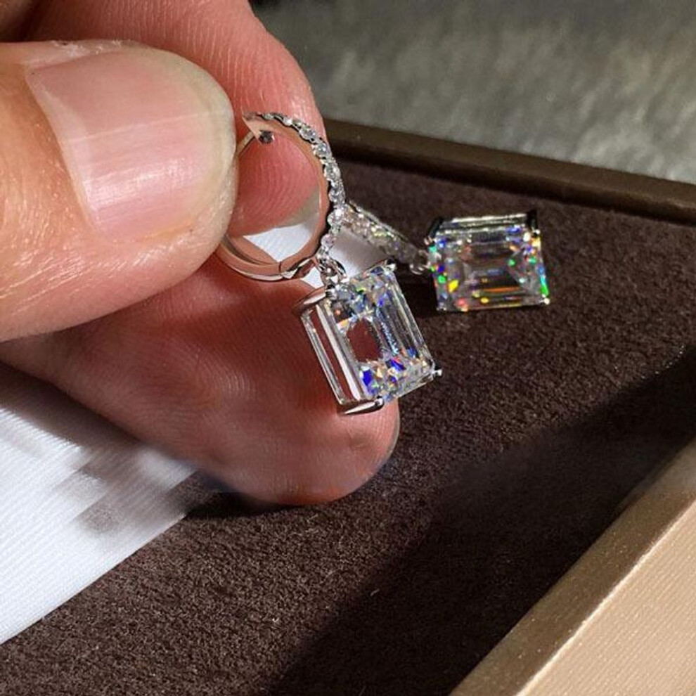 Huajie Platinum Micro-inlaid Zircon Square Diamond Earrings For Couples - Elegant And Luxurious High-end Jewelry