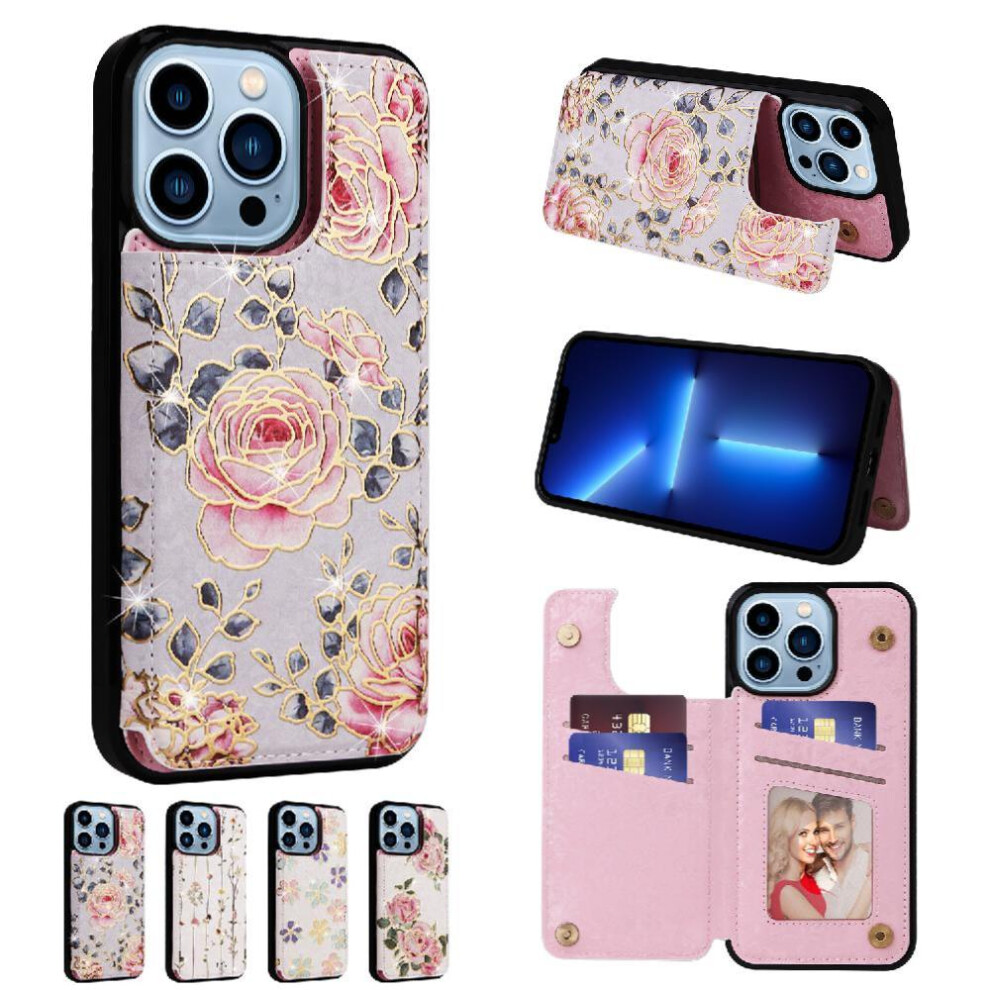 Photos - Case (C2) Double Buckle Wallet  for iphone 13 Pro Max Kickstand Photo Slot Shock Resistant Rfid Blocking Card Holder