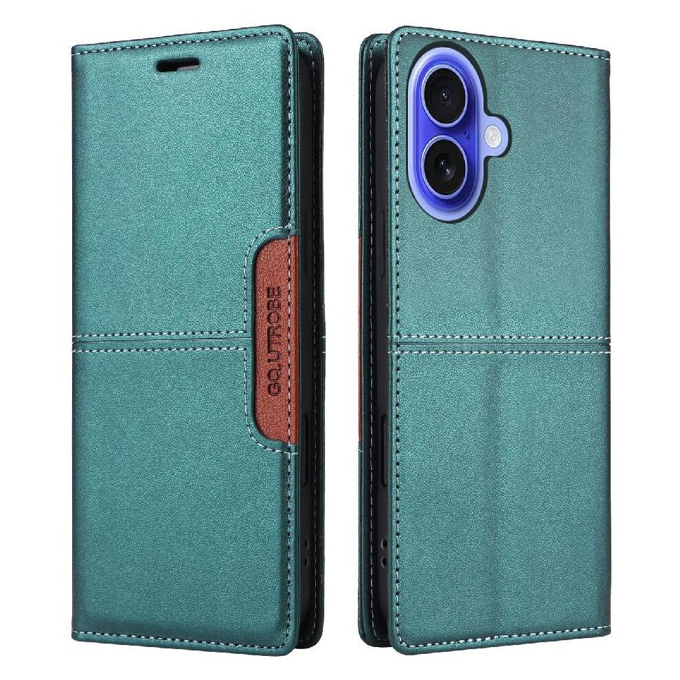 (Green) Flip Case For Iphone 16 Wallet Rfid Blocking Shockproof Flip Cover Green 764563719242