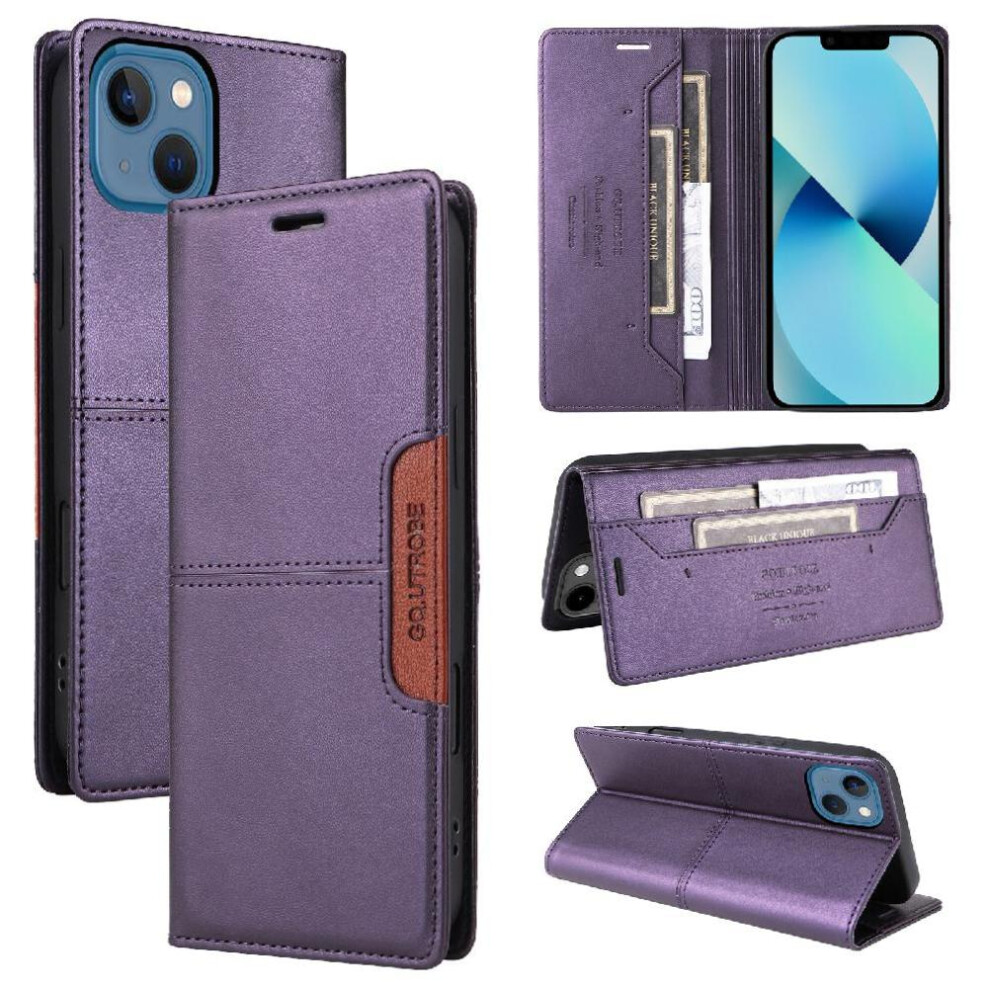 (Purple) Flip Case For Iphone 13 Flip Cover Shockproof Rfid Blocking Wallet Purple 764563719334