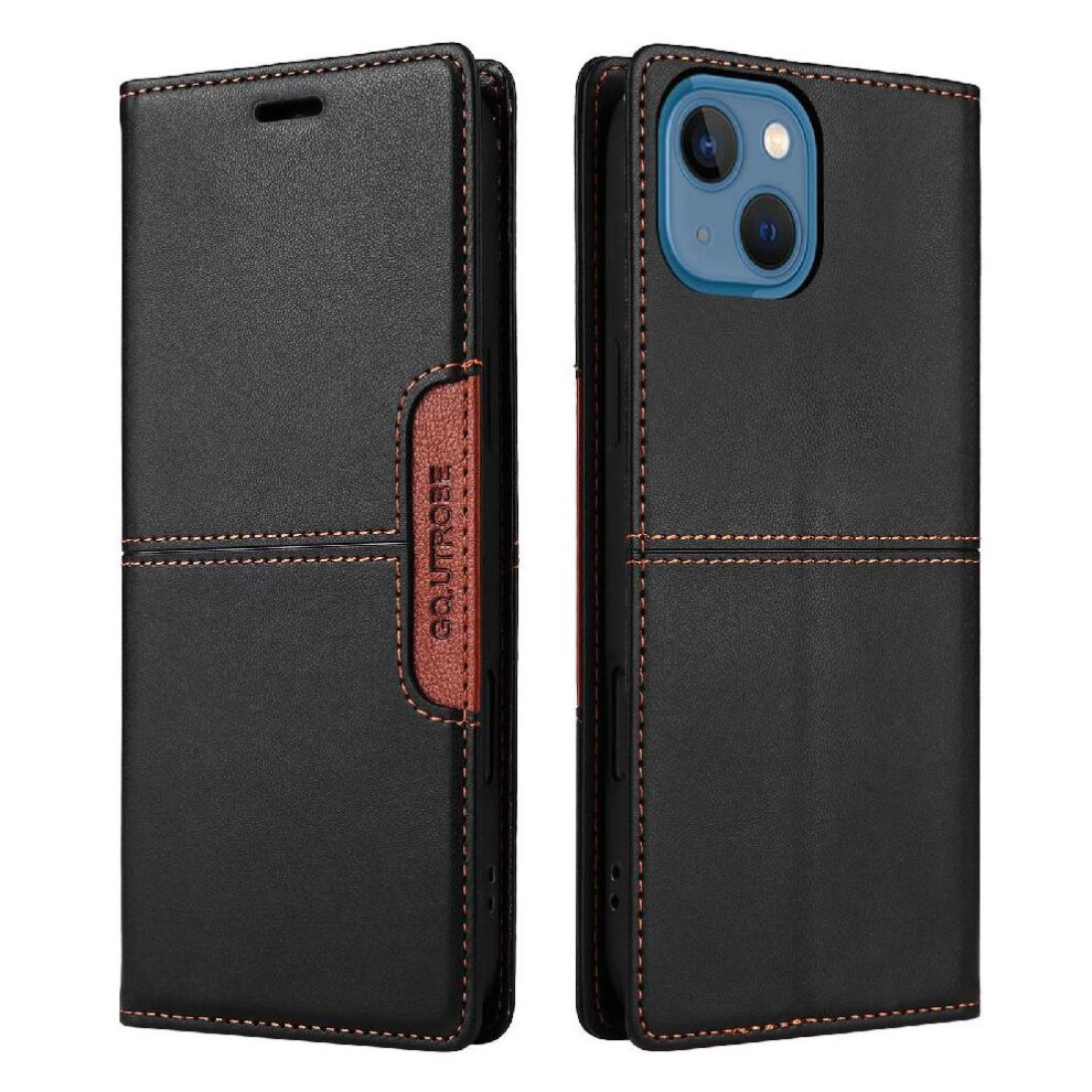 (Black) Flip Case For Iphone 13 Flip Cover Shockproof Rfid Blocking Wallet Black 764563719327