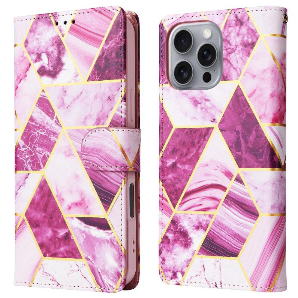 (Purple) Wallet Case For Iphone 16 Pro Max Magnetic Closure Wrist Strap Pu Leather Wallet Case Kickstand Purple 764563720347