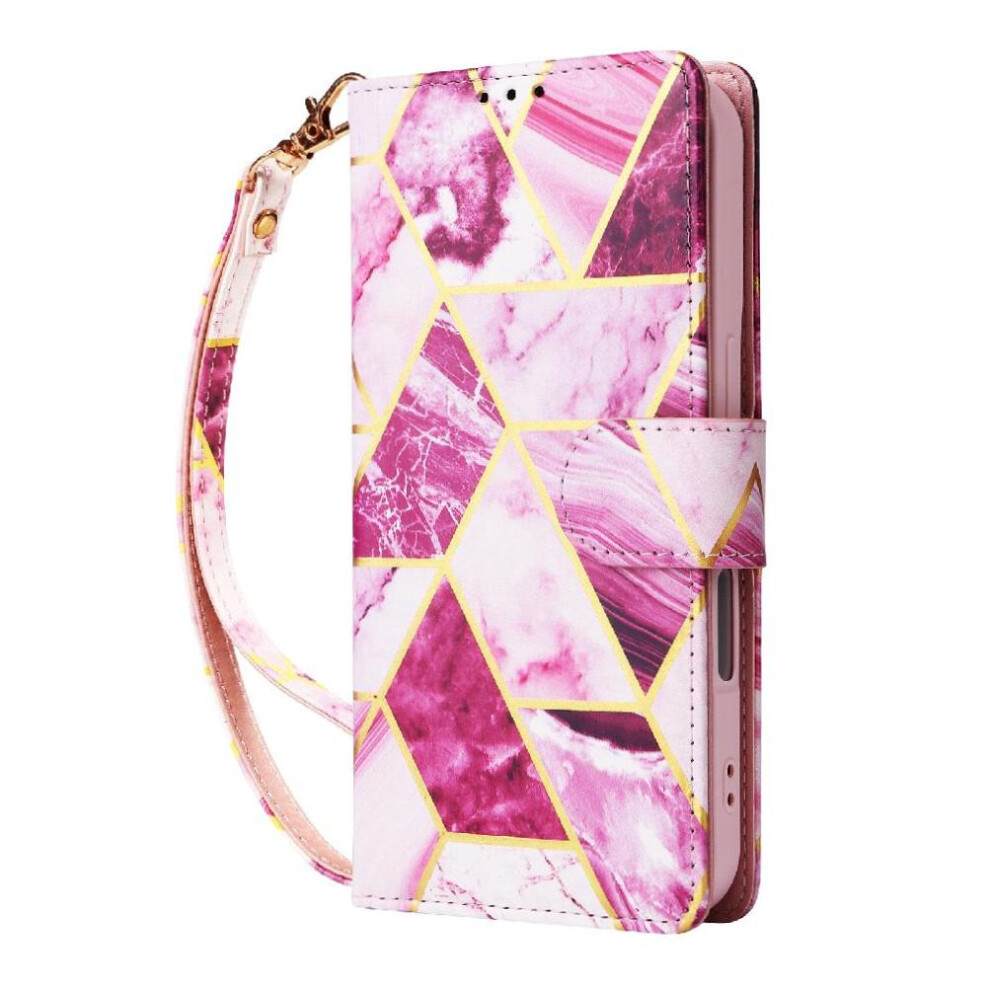 (Purple) Wallet Case For Iphone 16 Pro Pu Leather Wrist Strap Kickstand Magnetic Closure Wallet Case Purple 764563720385