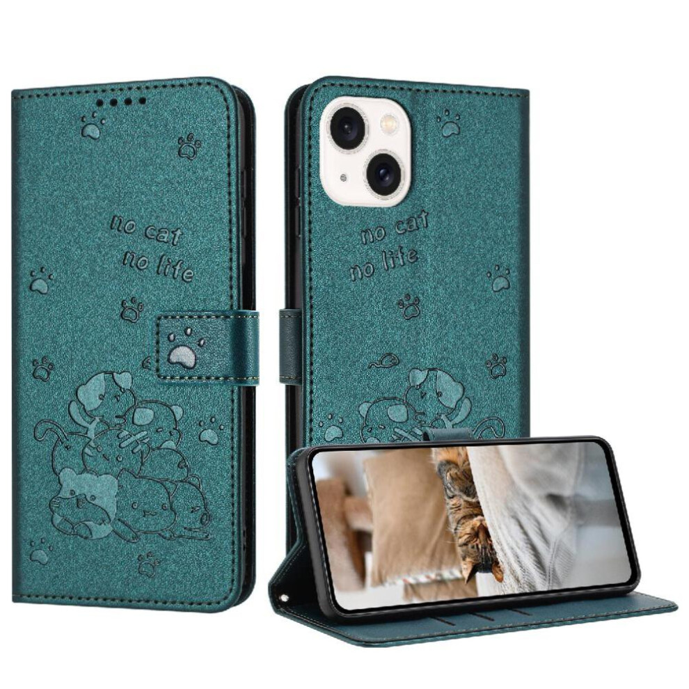 (C2) Flip Case For Iphone 13 Cute Cat Pu Leather Leather Wallet Card Holder Kickstand 764563720552