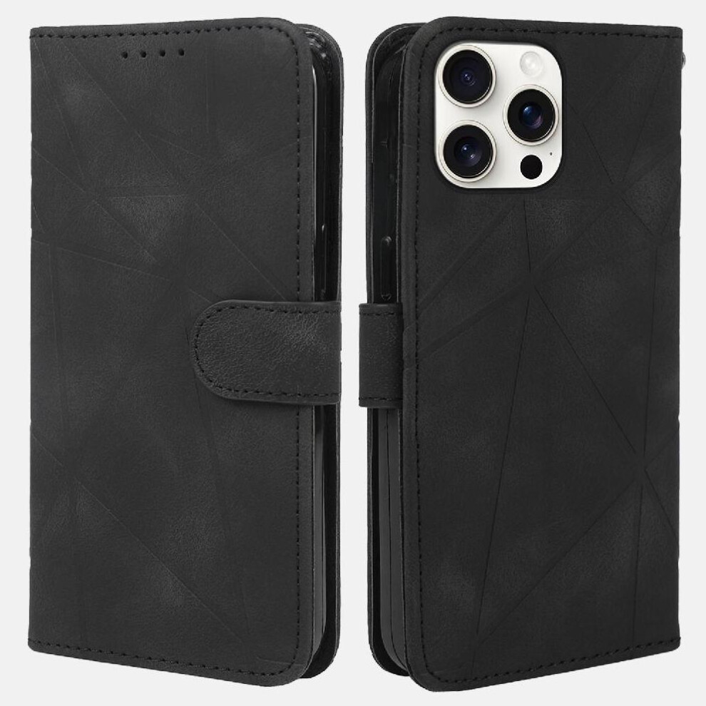 (Black) Flip Case For Iphone 16 Pro Max Unisex Stand Flip Card Slot Black 764563725106