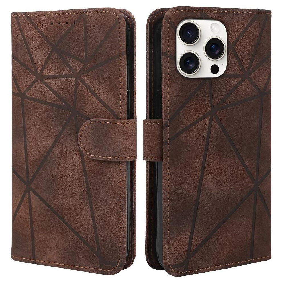 (Brown) Flip Case For Iphone 16 Pro Max Unisex Stand Flip Card Slot Brown 764563725151
