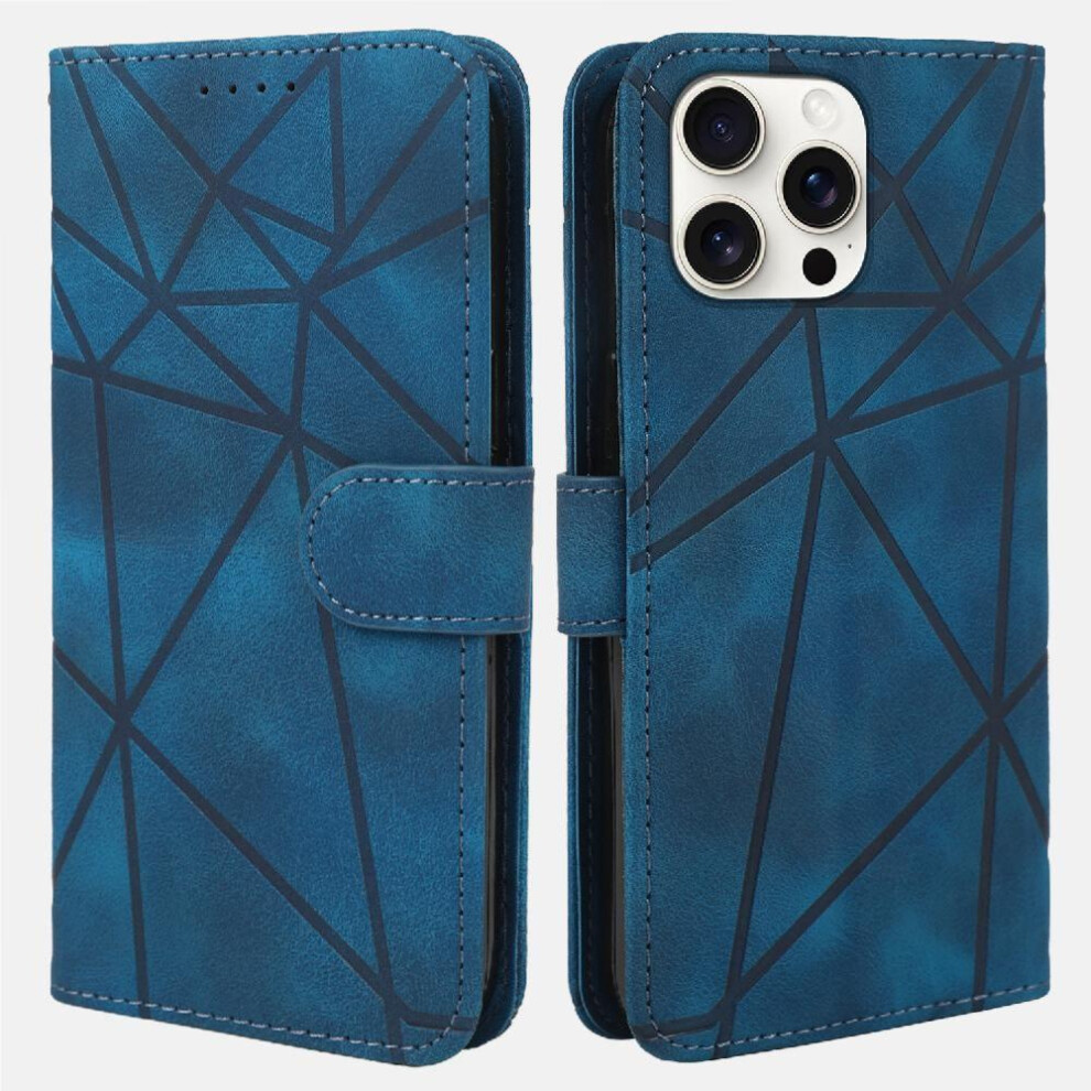 (Blue) Flip Case For Iphone 16 Pro Unisex Card Slot Flip Stand Blue 764563725182