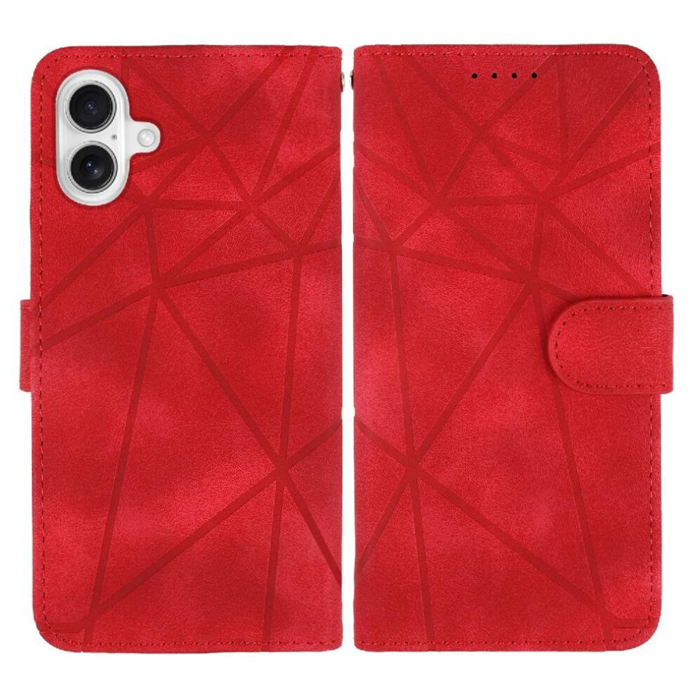 (Red) Flip Case For Iphone 16 Plus Unisex Stand Flip Card Slot Red 764563725236