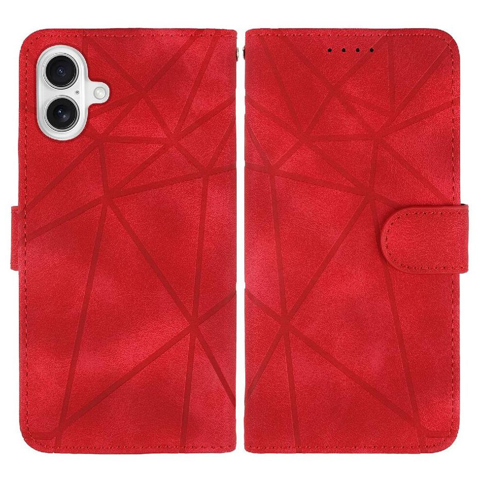 (Red) Flip Case For Iphone 16 Card Slot Flip Unisex Stand Red 764563725298