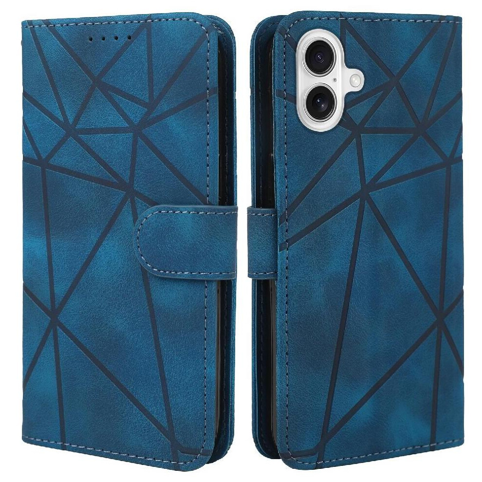 (Blue) Flip Case For Iphone 16 Card Slot Flip Unisex Stand Blue 764563725304