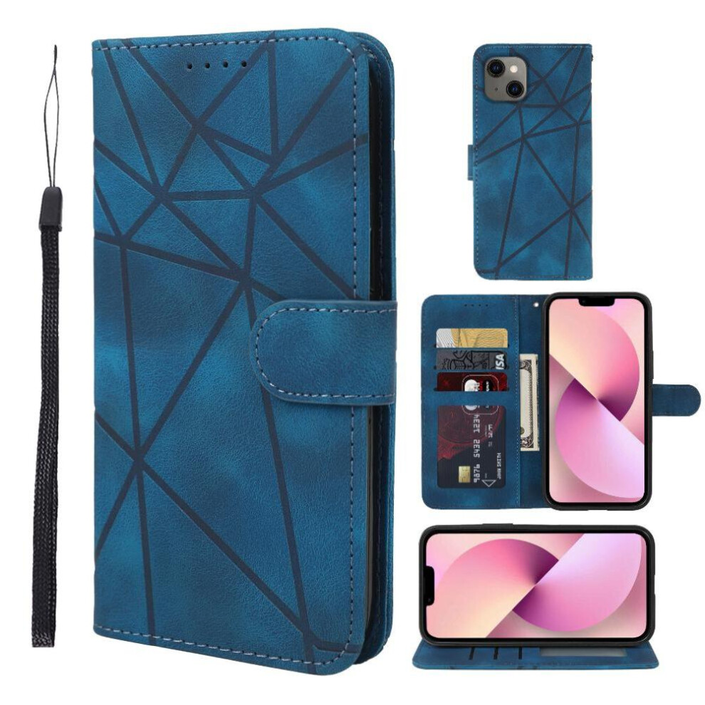(Blue) Flip Case For Iphone 13 Mini Card Slot Unisex Flip Stand Blue 764563725366