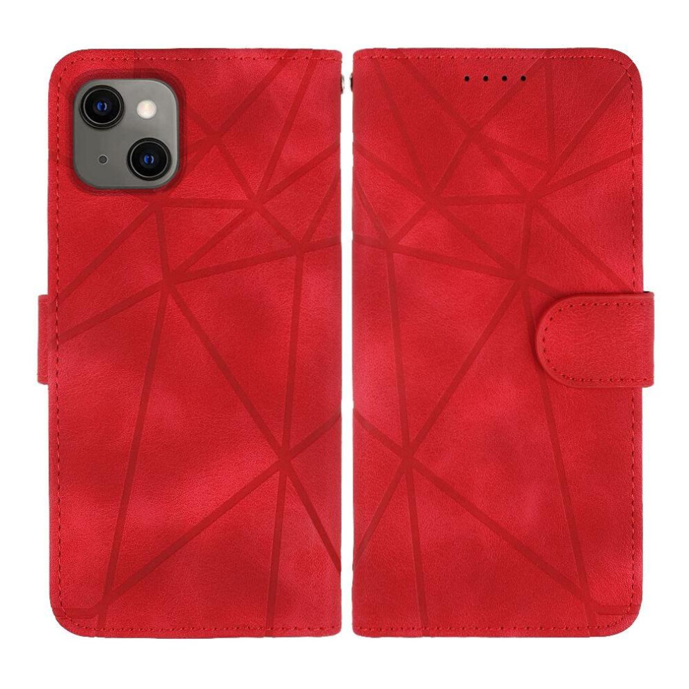 (Red) Flip Case For Iphone 13 Mini Card Slot Unisex Flip Stand Red 764563725359