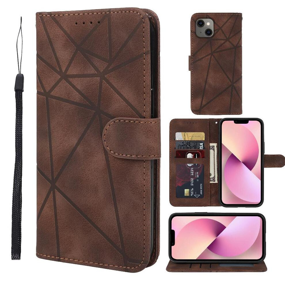 (Brown) Flip Case For Iphone 13 Mini Card Slot Unisex Flip Stand Brown 764563725397