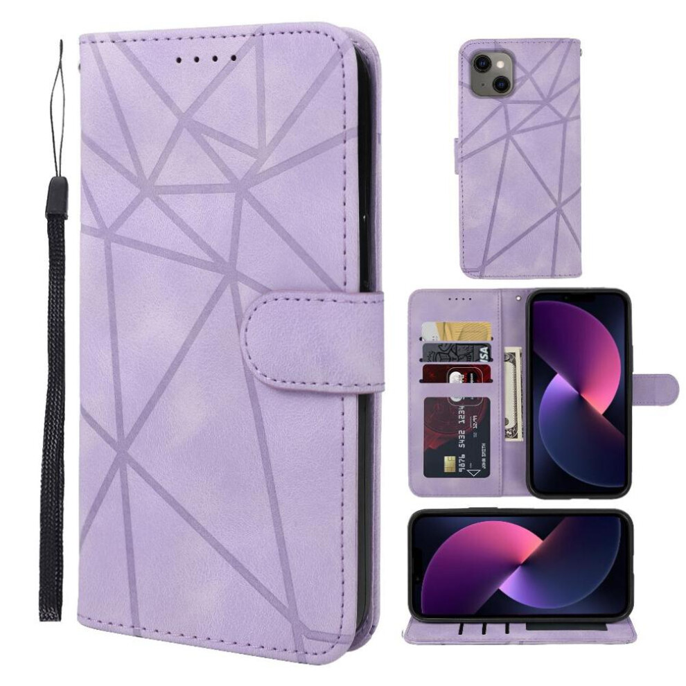 (Purple) Flip Case For Iphone 13 Card Slot Stand Unisex Flip Purple 764563725458
