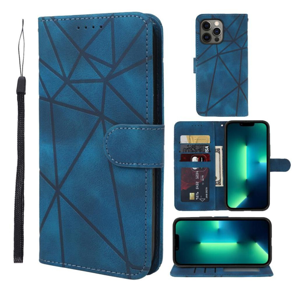 (Blue) Flip Case For Iphone 13 Pro Card Slot Flip Stand Unisex Blue 764563725557