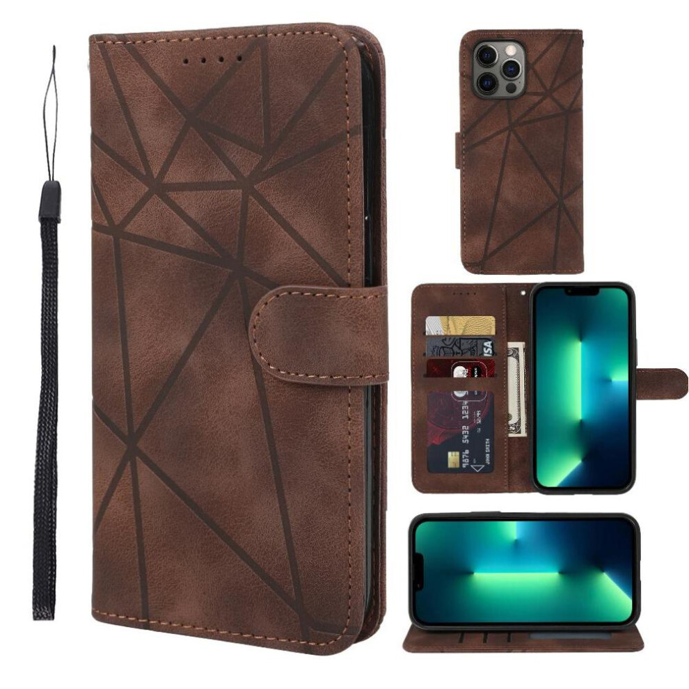 (Brown) Flip Case For Iphone 13 Pro Card Slot Flip Stand Unisex Brown 764563725588