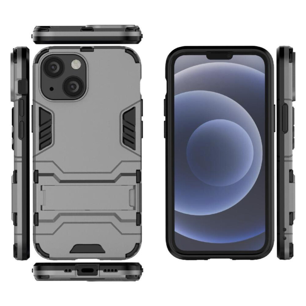 ( ) Case For Iphone 13 Mini Protective Cover Ring Car Mount Kickstand Dual Layer Protection Metal Ring Holder Shockproof Gray 764563726448