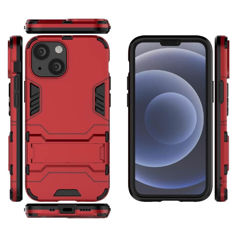(Red) Case For Iphone 13 Mini Protective Cover Ring Car Mount Kickstand Dual Layer Protection Metal Ring Holder Shockproof Red 764563726424
