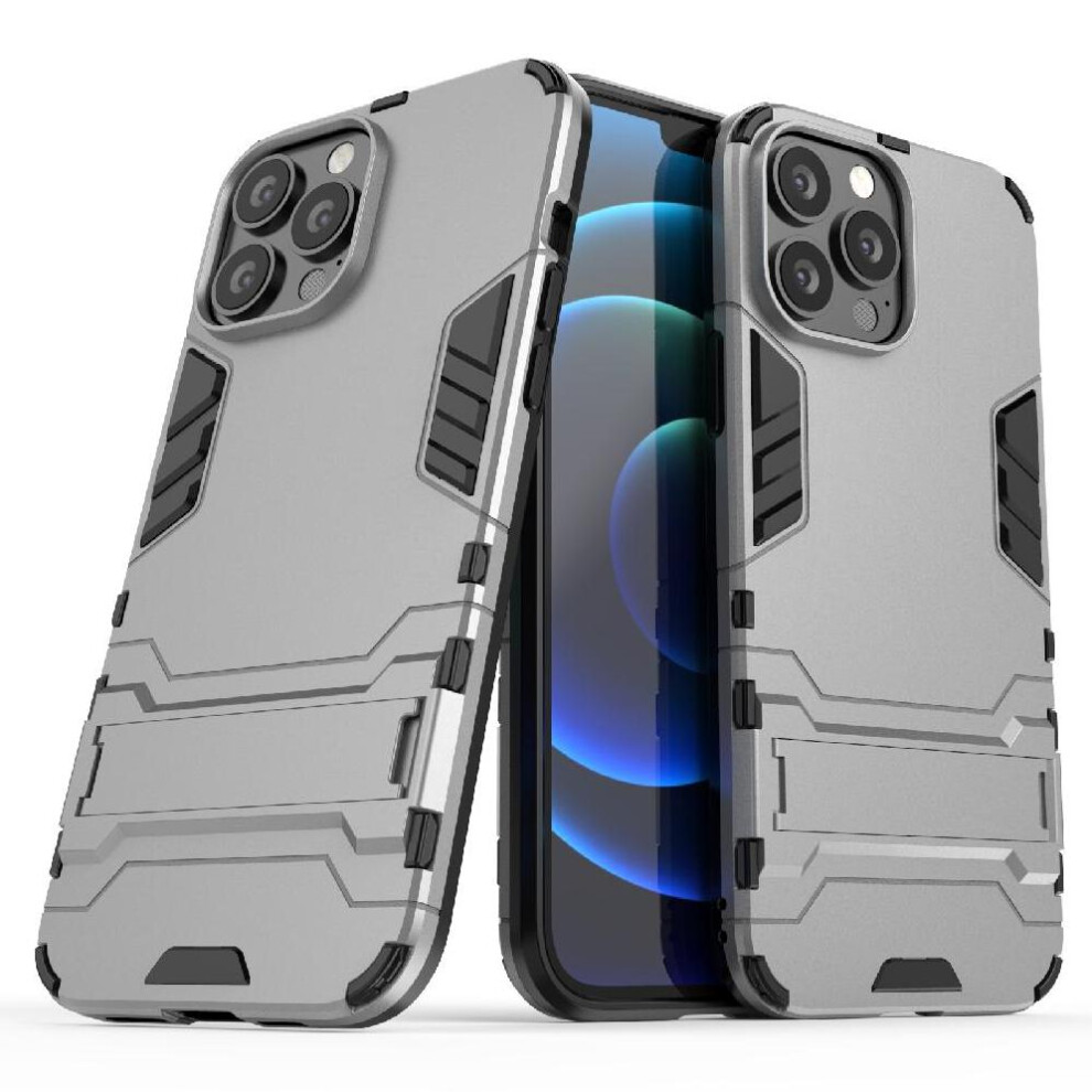 ( ) Case For Iphone 13 Pro Max Ring Car Mount Kickstand Protective Cover Shockproof Metal Ring Holder Dual Layer Protection Gray 764563726486