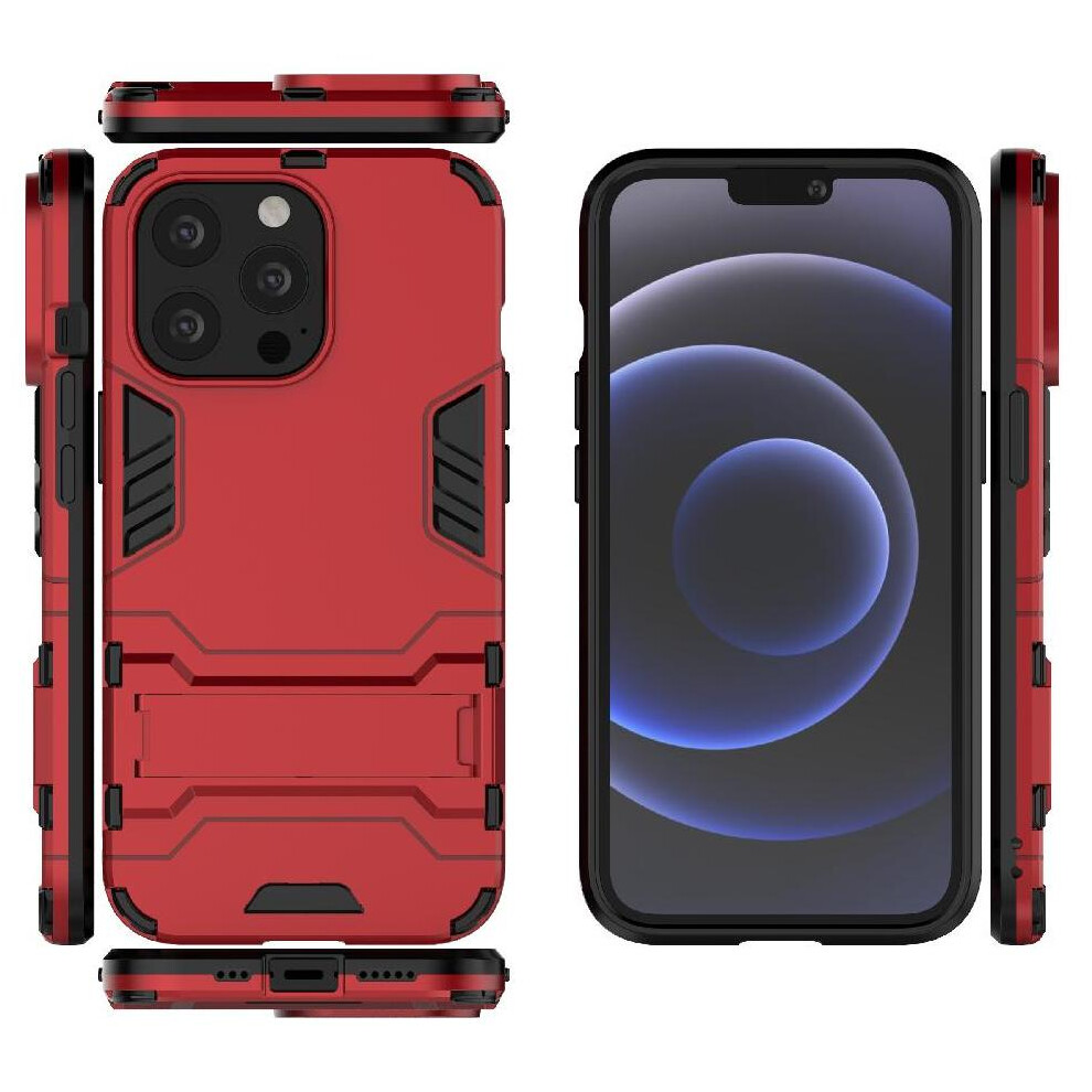 (Red) Case For Iphone 13 Pro Dual Layer Protection Shockproof Metal Ring Holder Ring Car Mount Kickstand Protective Cover Red 764563726509