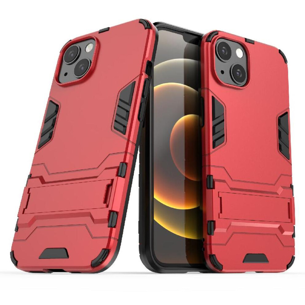(Red) Case For Iphone 13 Dual Layer Protection Shockproof Protective Cover Metal Ring Holder Ring Car Mount Kickstand Red 764563726547