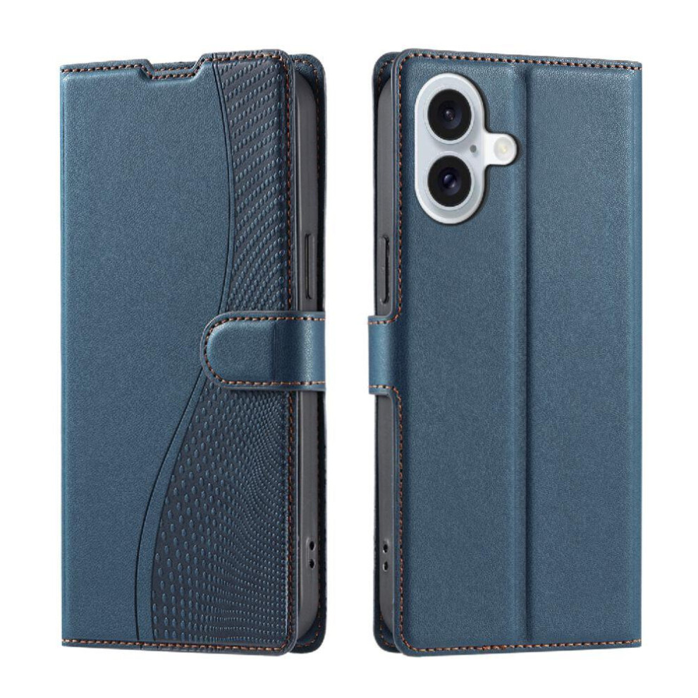 (Blue) Flip Case For Iphone 16 Wallet 1 Card Slot Magnetic Pu Leather Slim Protective Blue 764563726660