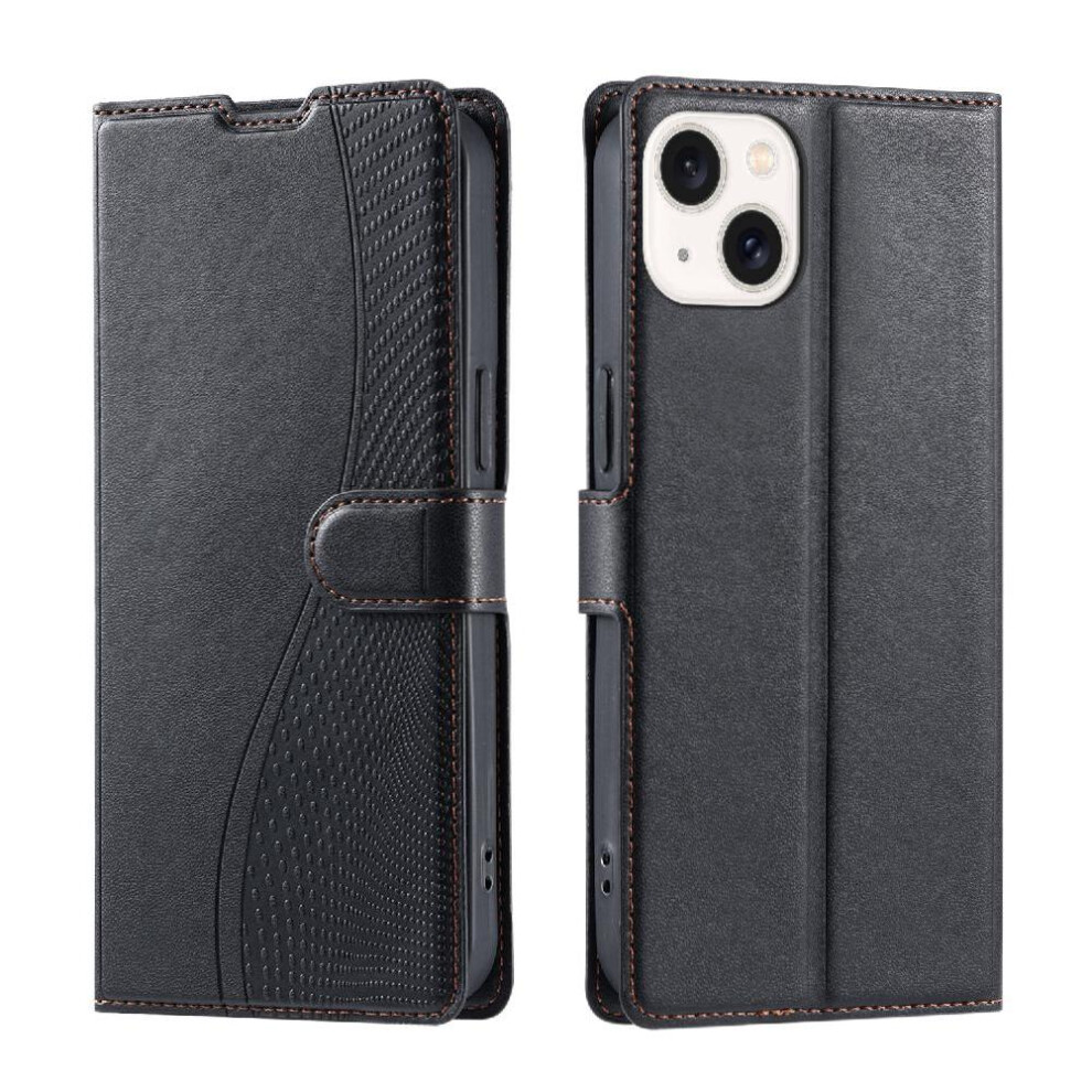 (Black) Flip Case For Iphone 13 Slim Protective Magnetic 1 Card Slot Wallet Pu Leather Black 764563726950