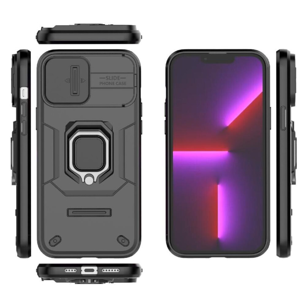 (Black) Case For Iphone 13 Pro Max Protective Cover Ring Holder Kickstand Anti-Scratch Black 764563727117