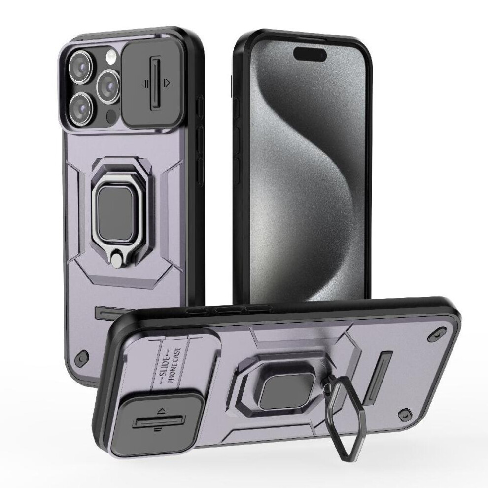 (Purple) Case For Iphone 16 Pro Max Anti-Scratch Ring Holder Kickstand Protective Cover Purple 764563727186