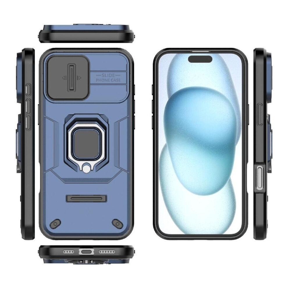 (Blue) Case For Iphone 16 Plus Anti-Scratch Kickstand Protective Cover Ring Holder Blue 764563727247