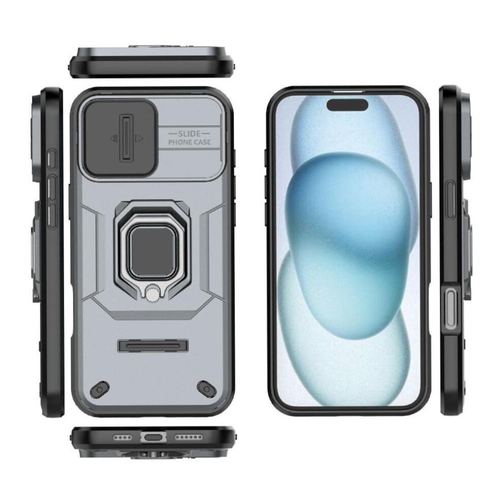 ( ) Case For Iphone 16 Plus Anti-Scratch Kickstand Protective Cover Ring Holder Gray 764563727223