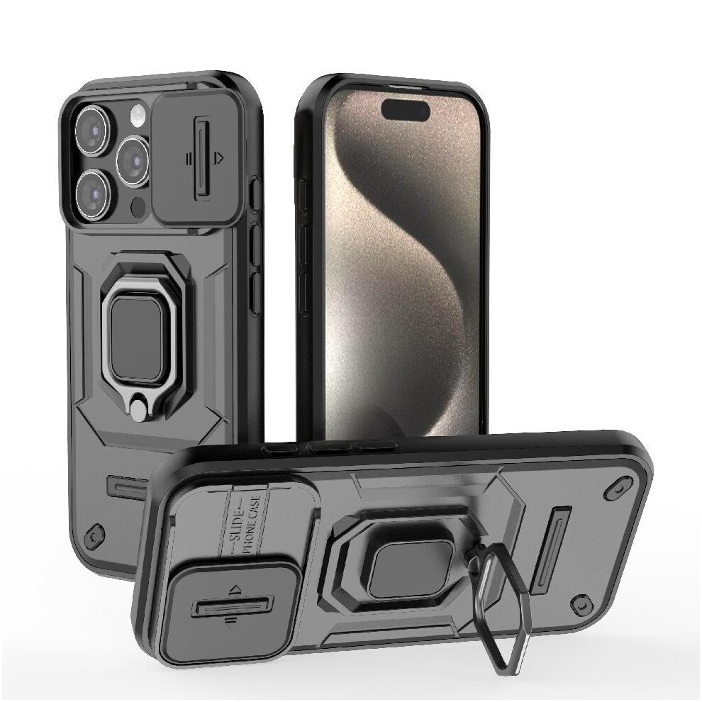 Photos - Case   for iphone 16 Pro Kickstand Protective Cover Anti-scratch Ring Holder(Black)