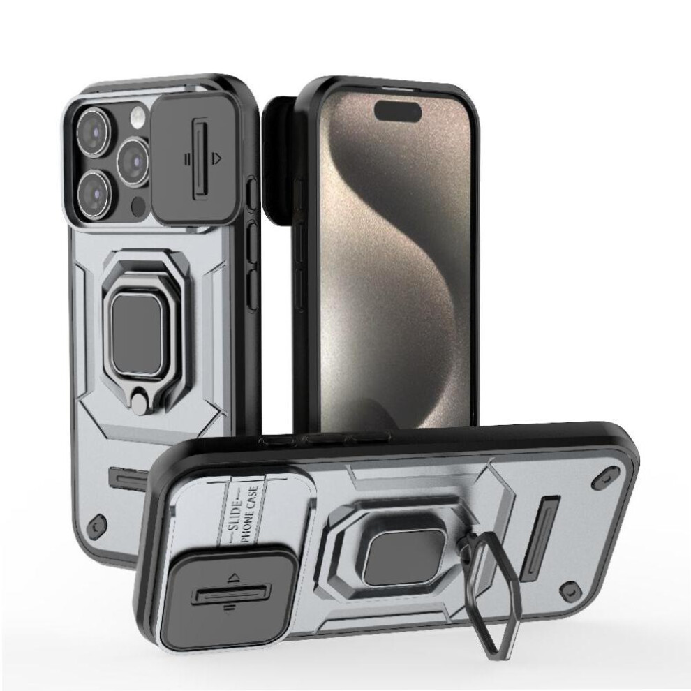 ( ) Case For Iphone 16 Pro Kickstand Protective Cover Anti-Scratch Ring Holder Gray 764563727278