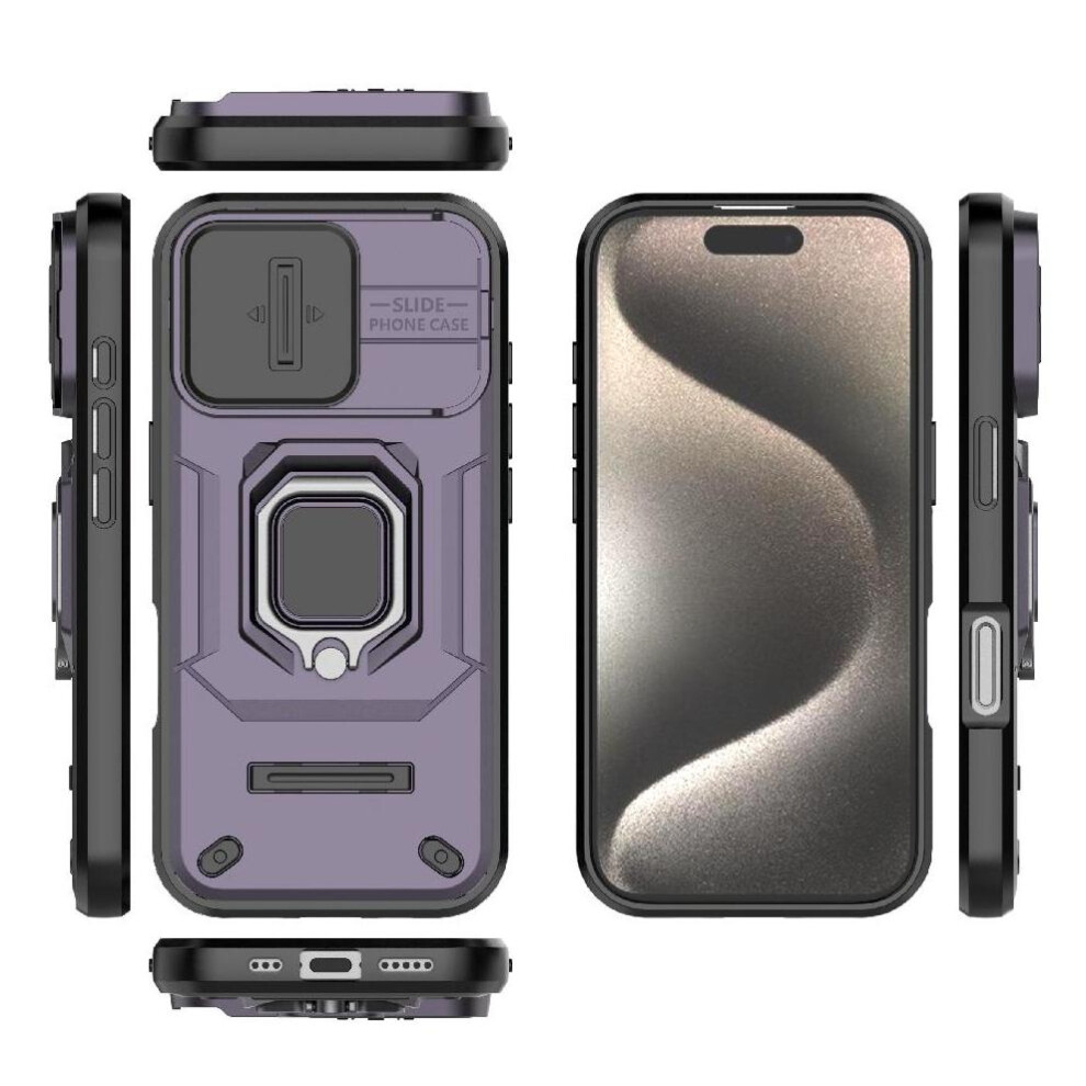 (Purple) Case For Iphone 16 Pro Kickstand Protective Cover Anti-Scratch Ring Holder Purple 764563727285