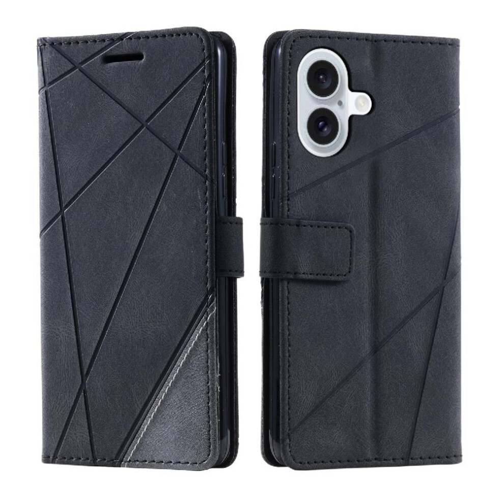 (Black) Case For Iphone 16 Shockproof Card Holder Kickstand Magnetic Wallet Flip Folio Pu Leather Black 764563727773
