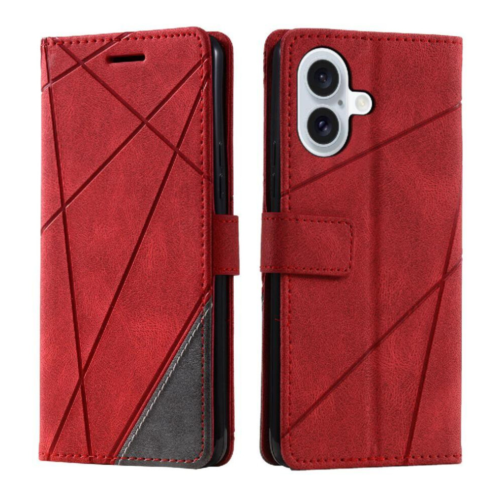 (Red) Case For Iphone 16 Shockproof Card Holder Kickstand Magnetic Wallet Flip Folio Pu Leather Red 764563727766