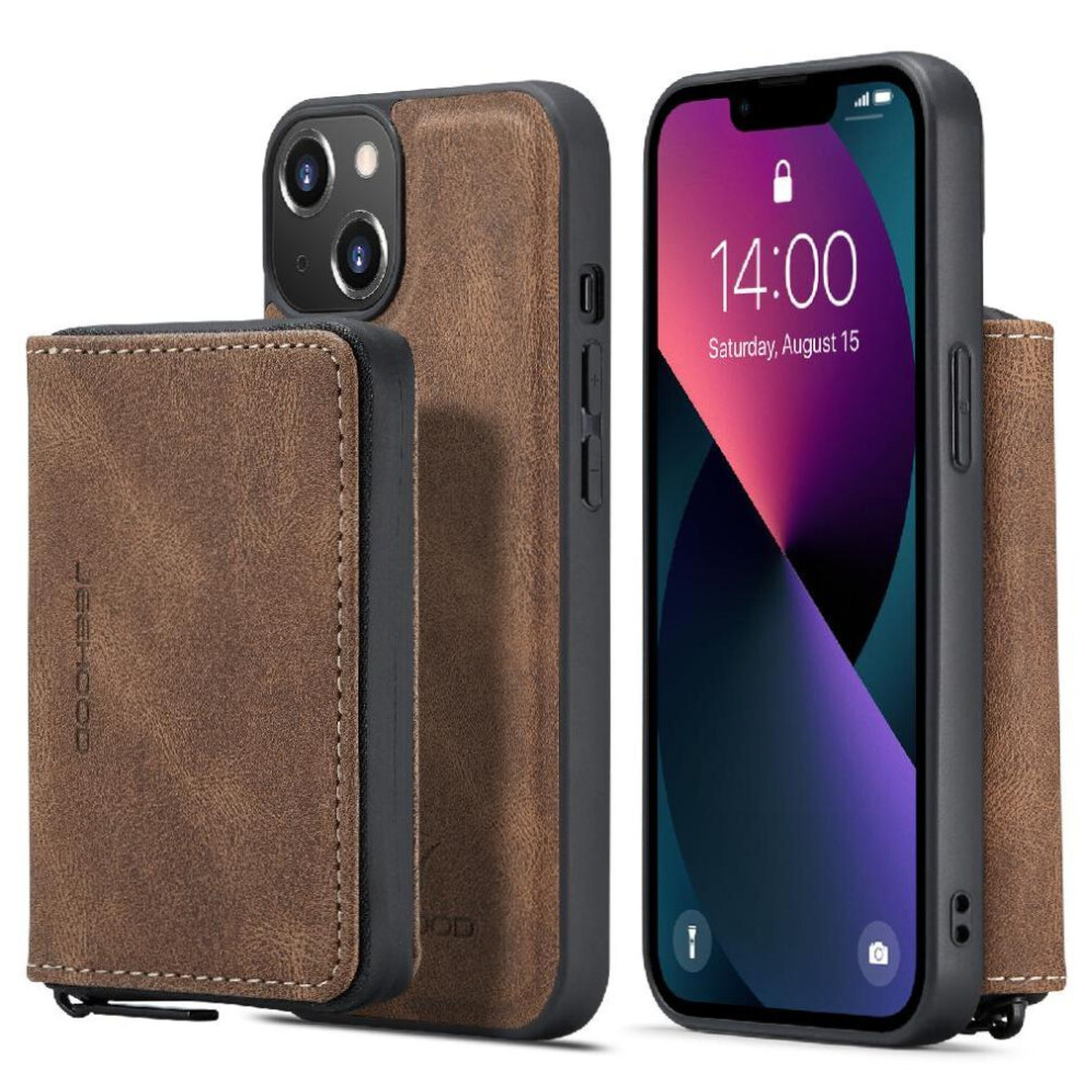 (Brown) Case For Iphone 13 Mini Magnetic Detachable Phone Case Wallet Case Multifunctional Wireless Charging Brown 764563727810