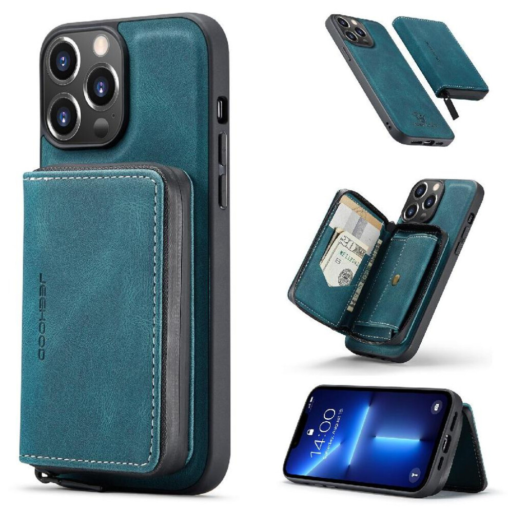 (Blue) Case For Iphone 13 Pro Magnetic Detachable Phone Case Multifunctional Wireless Charging Wallet Case Blue 764563727926