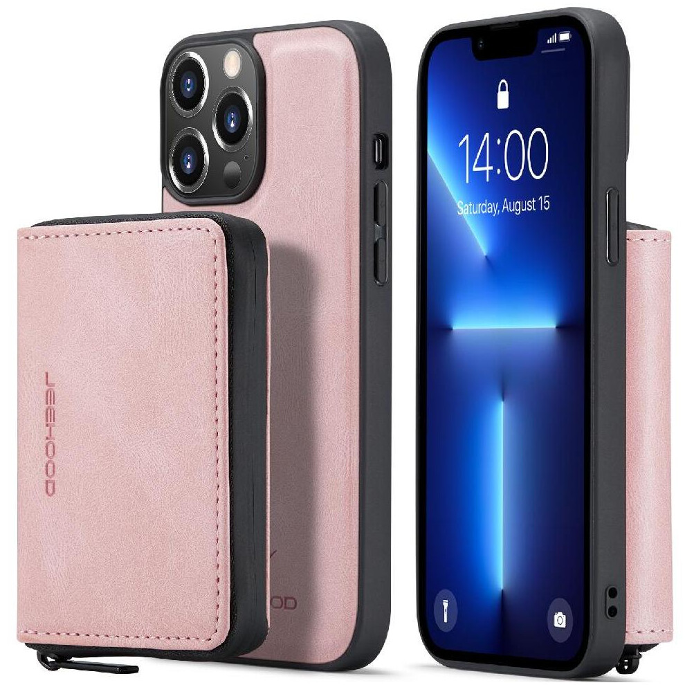 (Pink) Case For Iphone 13 Pro Magnetic Detachable Phone Case Multifunctional Wireless Charging Wallet Case Pink 764563727940