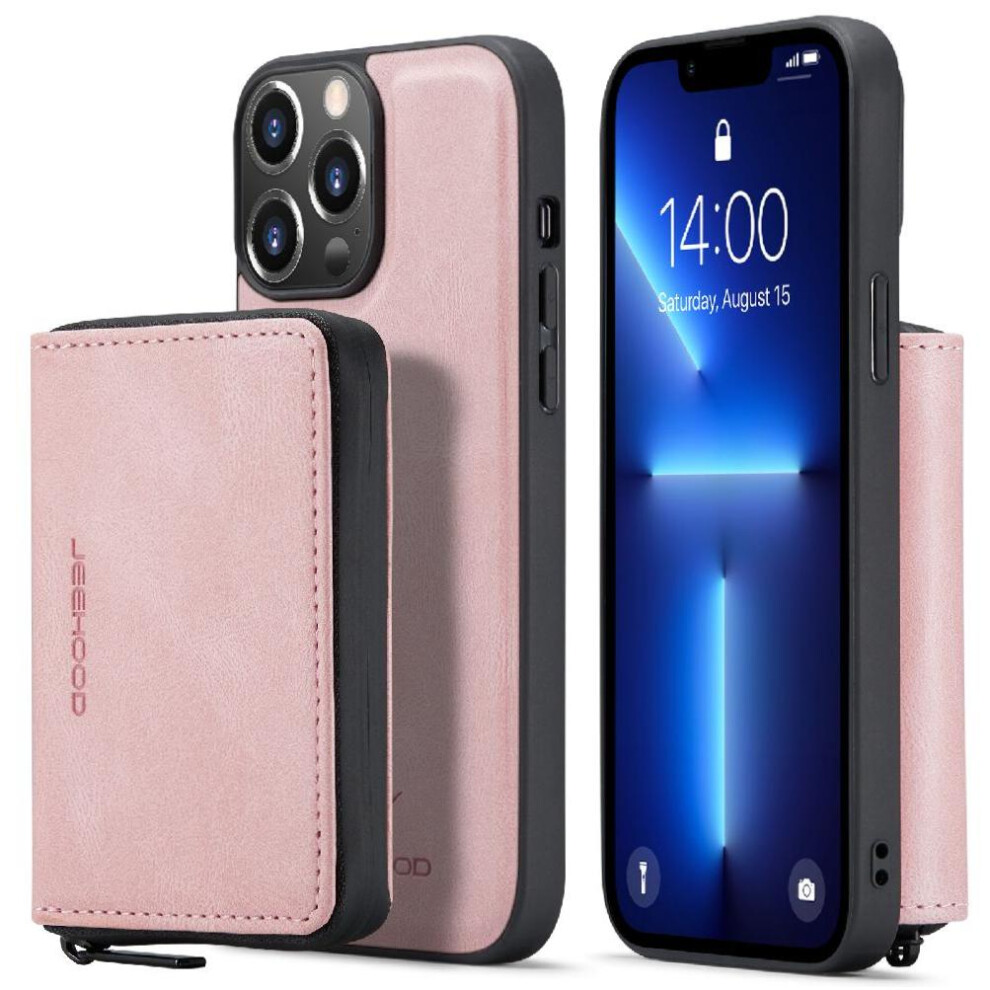 (Pink) Case For Iphone 13 Pro Max Multifunctional Magnetic Detachable Phone Case Wallet Case Wireless Charging Pink 764563727995