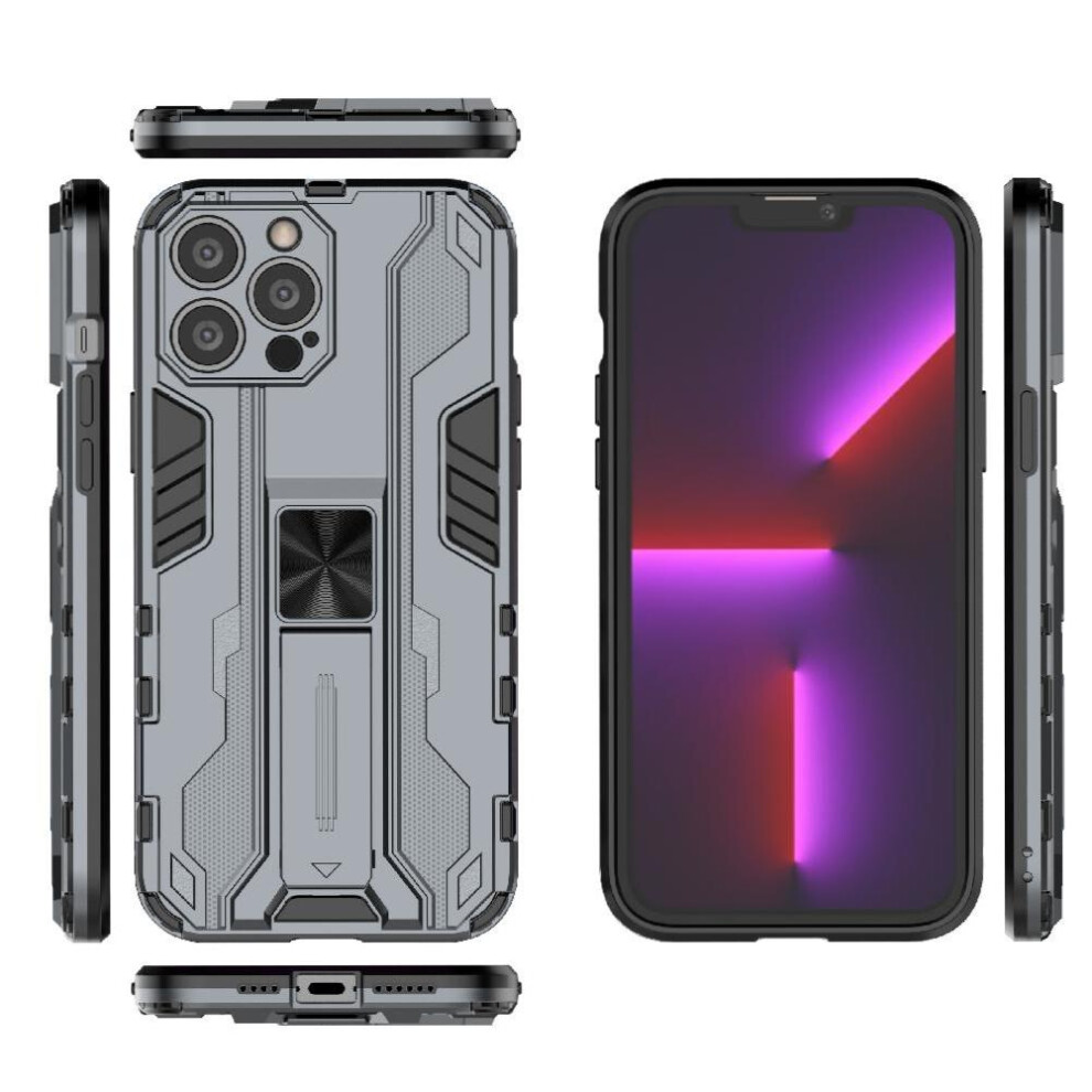 ( ) Case For Iphone 13 Pro Max Protective Cover Anti-Scratch Strong Magnetic Attraction Kickstand Shockproof Gray 764563728459