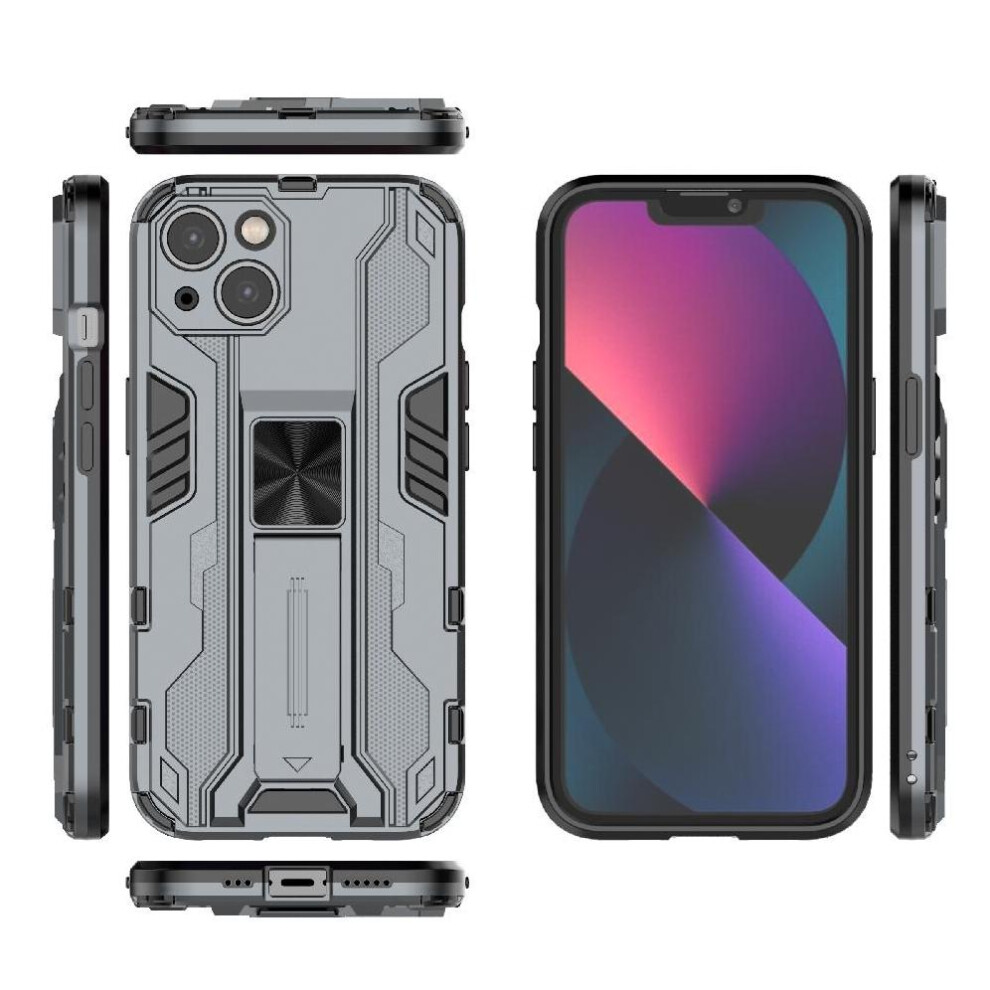 ( ) Case For Iphone 13 Shockproof Strong Magnetic Attraction Anti-Scratch Protective Cover Kickstand Gray 764563728701